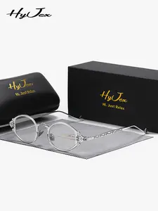 1 Piece Hyjex Unisex Oval Full Frame Flat Mirror Metal Frame Eyeglasses Futuristic designs expressing individuality