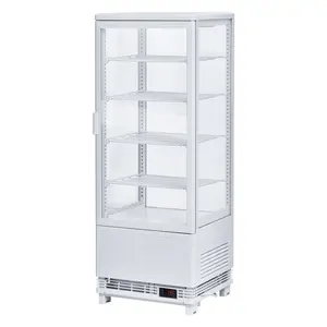 Commercial Display Refrigerator, 3.5 Cu.Ft/98 L Refrigerated Display Case with 4 Adjustable Shelves, Led Lights, Double Tempered Glass, Frost-Free Cake Display Fridge, Black&white ﻿
