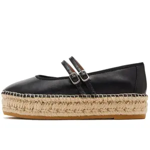 Ballet Flats For Women Round Toe Flat Heel Raffia Sandaks Adjustable Double Straps Espadrilles Sandals  Easy Slip On Mary Jane Casual Date Cosplay Gift Trending Shoes