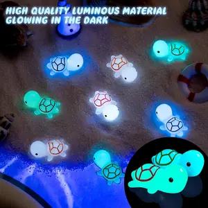 60 PCS Glow in the Dark Mini Resin Turtles Cute Tiny Bulk Sea Turtles for Ocean Decor Cake Toppers Garden Micro Landscape Random Waterproof & Durable Light Ornaments