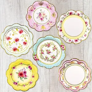 8pcs/set Vintage Floral Paper Plates 7 Inches Party Plates For Picnic Afternoon Tea Thanksgiving Christmas Gift Easter gift