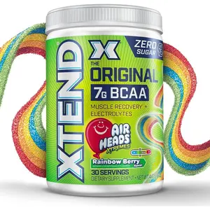 BCAA Powder with L Glutamine for Muscle Recovery Hydration and Lean Muscle Support Sugar Free Rainbow Berry Flavor 30 Servings