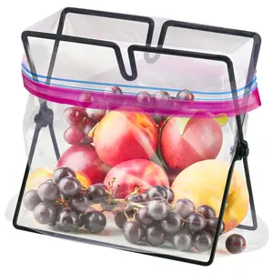 NiHome Versatile Metal Zip Lock Bag Holder with Leakproof Design for Kitchen and Household Use, Ideal for One-Handed Packing - Utensils Containers