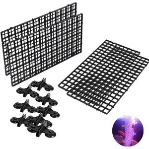 4 Pcs Aquarium Divider Tray Plastic Grid Aquarium Egg Crate Light Diffuser, Fish Tank Divider Filter Bottom Isolation with 8 Pcs Sucker Clip(Black)