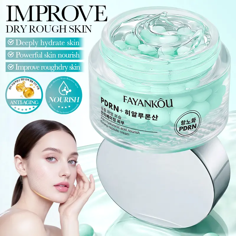PDRN Capsule Gel Cream Moisturizer, Hyaluronic Acid Hydration Face Cream, K-Beauty Inspired Lightweight Gel-Cream for Daily Moisture Care, Fresh Dewy Glass Skin Look, Soft Smooth Skin Feel for Dry Tight Skin, Capsule Texture, AM PM Use