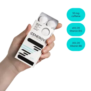 ZENERGY Energy Gum Mint Flavor Sample - 50mg Caffeine & L-Theanine - Vegan Zero Sugar Zero Calories - Fast Acting Energy Gum for Clean Convenient Use