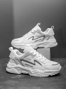 Men's Fashionable Lace Up Low Top  Reflect Light Sneakers, 2024 New Style Casual Breathable Comfortable Sports Running Shoes, Male All-match Round Toe Shoes for Daily Wear