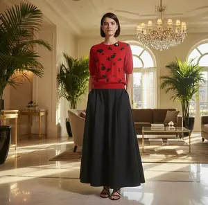 Wine Cashmere Top with 3d Flowers