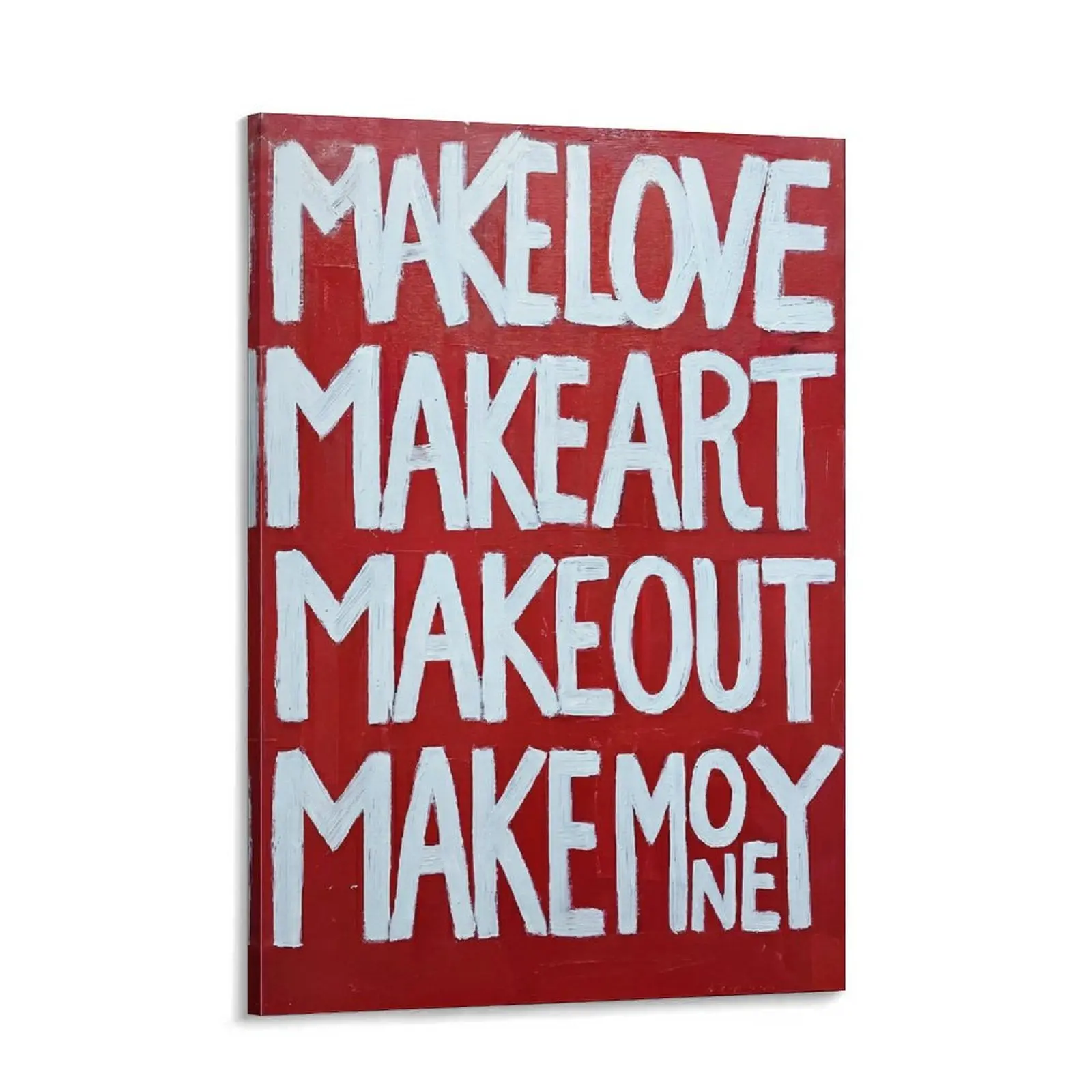 Make Love Make Art typography poster, bold red wall art, modern inspiration poster, edgy motivational quote print poster