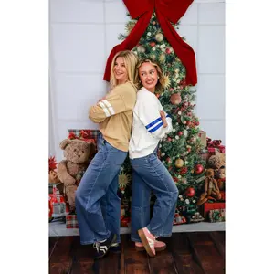 Varsity Sweatshirt with striped sleeve White