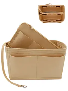 Felt Bag Organizer with Zipper, Multi-grid Bag Organizer Insert, Handbag & Tote Shaper for Speedy Neverfull Tote, Travel Organization Pouch, Multipurpose Tote Organizer, Travel Essentials Bag