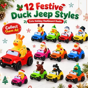 Christmas Rubber Ducks for Ducking 12-Pack – 12 Holiday Ducks + 12 Mini Cars | 3.5 in Cars Fit 2 in Ducks | Stocking Stuffers, Xmas Party Favors & Gift for Kids