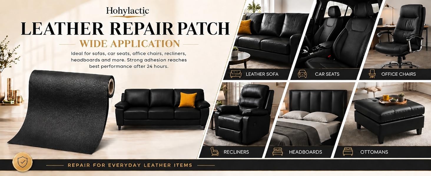 Leather Repair Patch x Inch, Self Adhesive Leather Repair Tape, Large Vinyl Repair Kit for Sofa Couch Furniture Car Seats, Strong Adhesion Scratch Resistant Easy Cut (Dark Brown)