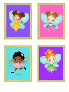 Tooth Fairy Magic Frame 4 Pack Adorable Dental Office Decor with 4 Diverse Characters. Perfect for Pediatric Rooms Hygiene Ops Waiting Rooms Home Decor