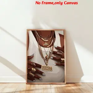 1pc, wall art, vintage Artistic poster, black women art print, trendy heavy metal accessories poster, bedroom aesthetics, living room decor, apartment decor, housewarming gift, unframed