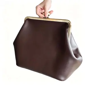 Large KL Frame Bag Cowhide HandBag ShoulderBag for men and women work trip Commuter Work Bag