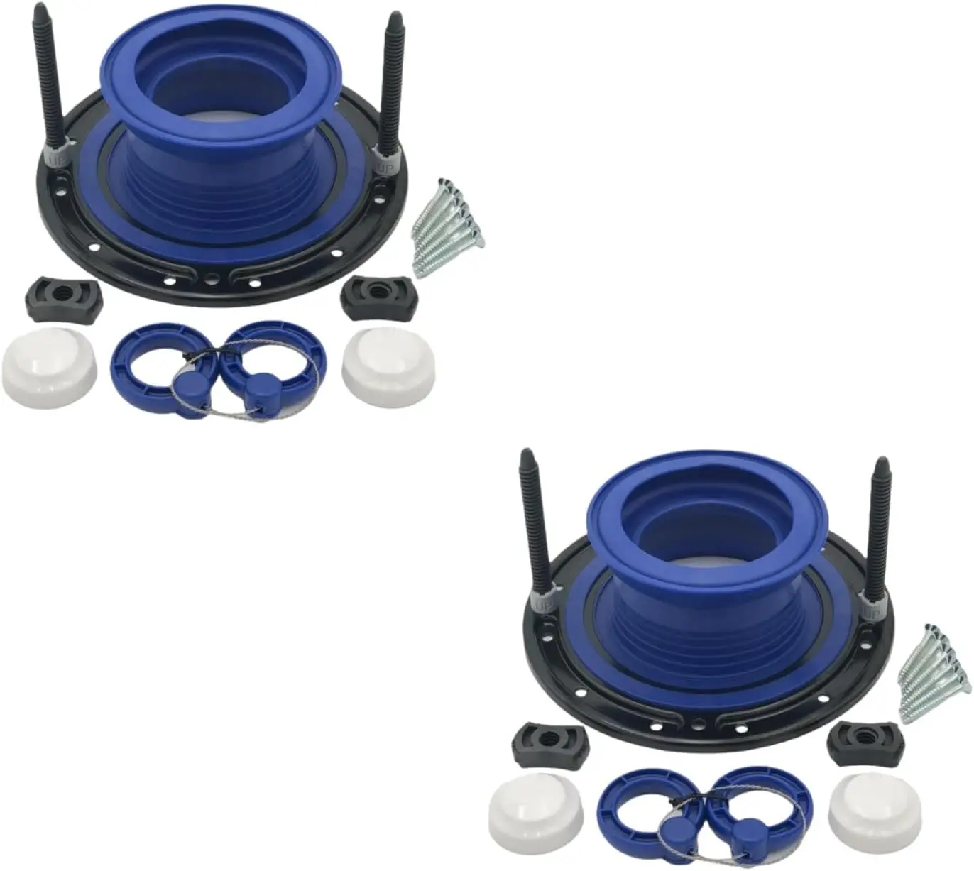 Toilet Flange Repair Kit - Toilet Kit For Low or Broken Flange. Toilet Wax Ring Replacement Kit W/Toilet Flange Extender Kit, Easy Toilet Bolts, & Toilet Caps For Bottom of Toilet. (2 Ea)