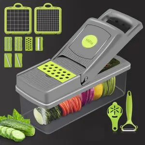 Multifunctional Vegetable Chopper, 1 Set 16 in 1 Vegetable Cutter with Container, Household Kitchen Gadgets, Vegetable Cutting Slicer