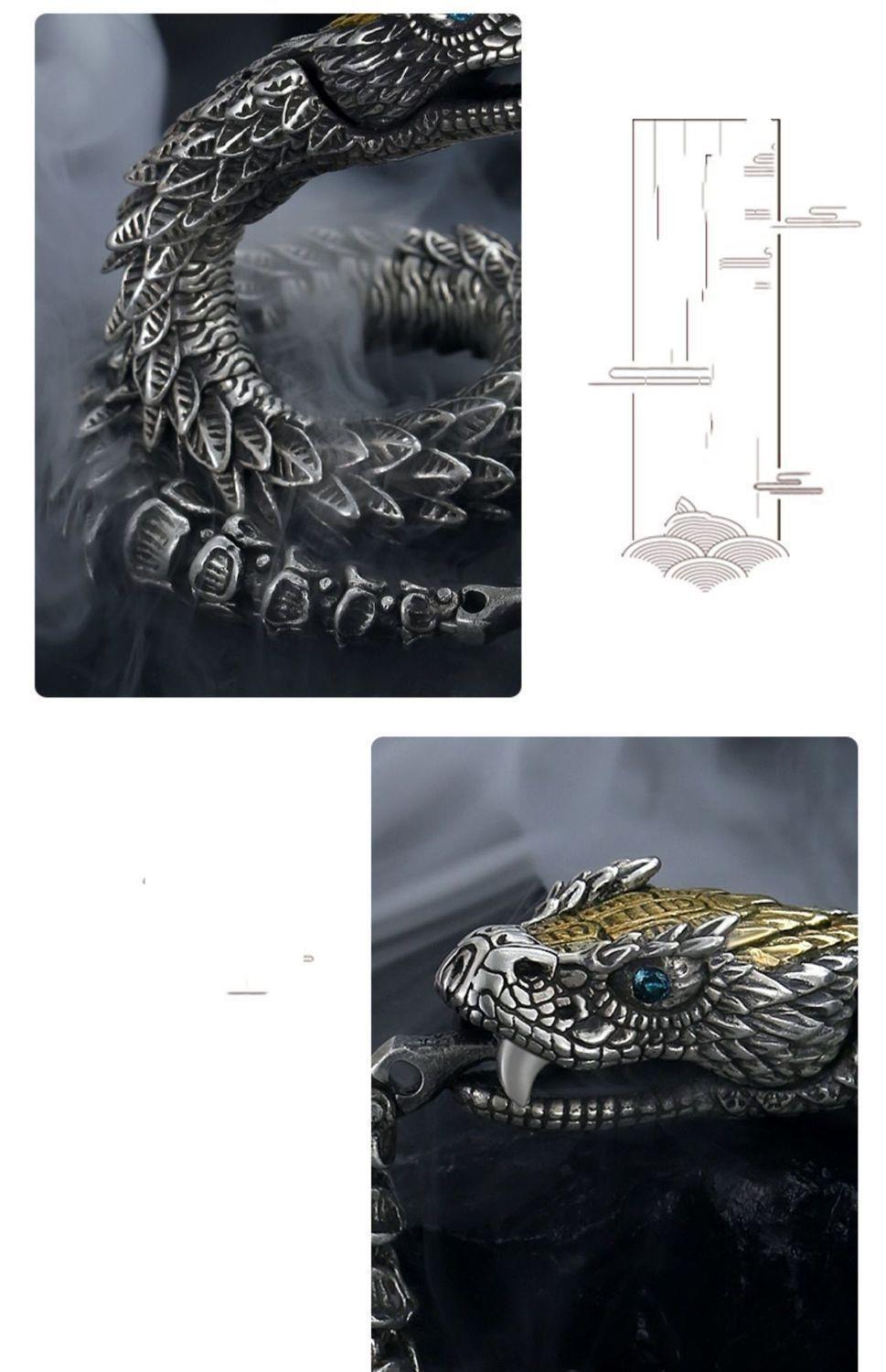 Black Snake Silver-plated Bracelet Men's Retro Style