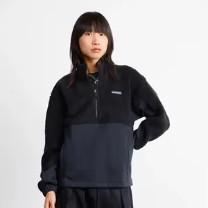 Columbia Women's Trek Hybrid Sherpa Half-Zip Fleece Jacket, Black/Chalk, XXL