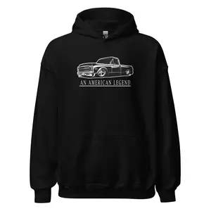 1970–1972 C10 Line Art Hoodie – Classic Pickup Truck Graphic Pullover for Auto & Truck Fans