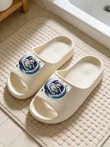Women's Cartoon Print Slippers, Eva Material, Anti-Slip Thick Sole, Medium Width, Outdoors Use, Comfortable Home Footwear