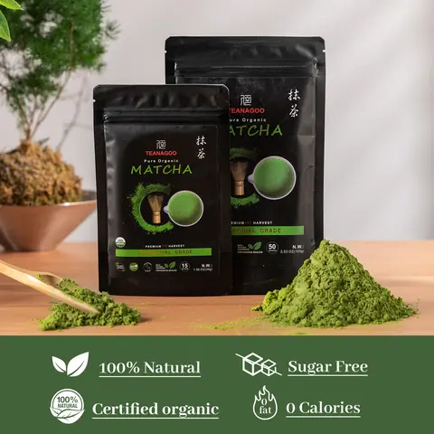 TEANAGOO Ceremonial Grade Matcha Powder | USDA Organic Premium Green Tea – First Harvest, Sugar-Free, Additive-Free, Perfect for Lattes, Breakfast Drinks, Daily Use (30g / 100g)