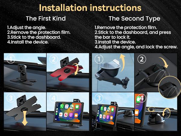 IK9 9" Wireless CarPlay & Android Auto Screen, Portable Car Stereo with 4K Dash Cam & 1080p Rear Camera, CarPlay with Backup Camera, Touch Screen GPS Display, Mirror Link, Apple Car Play Screen, Free 64GB