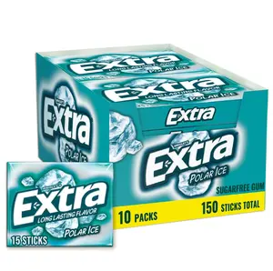 EXTRA Polar Ice Chewing Gum Packs, Sugar Free Gum in Bulk for Fresh Breath, 15 Sticks