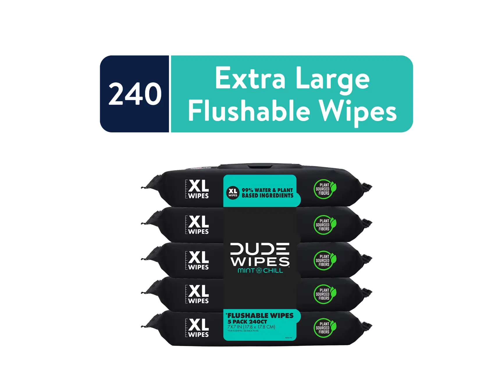 Choose Your Scent | DUDE Paper Flushable Wipes, XL Wet Toilet Wipes,Extra Large Mint Chill Wet Wipes, 48 Count, 5 Pack (240 Total) extra-large adult wet