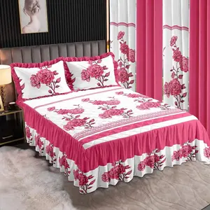 Pink Bedding Set with Floral Design for Bedroom - Complete Set with Delightful Floral Pattern and Gentle Soothing Hue - Ideal for Cozy and Stylish Bedroom Environment