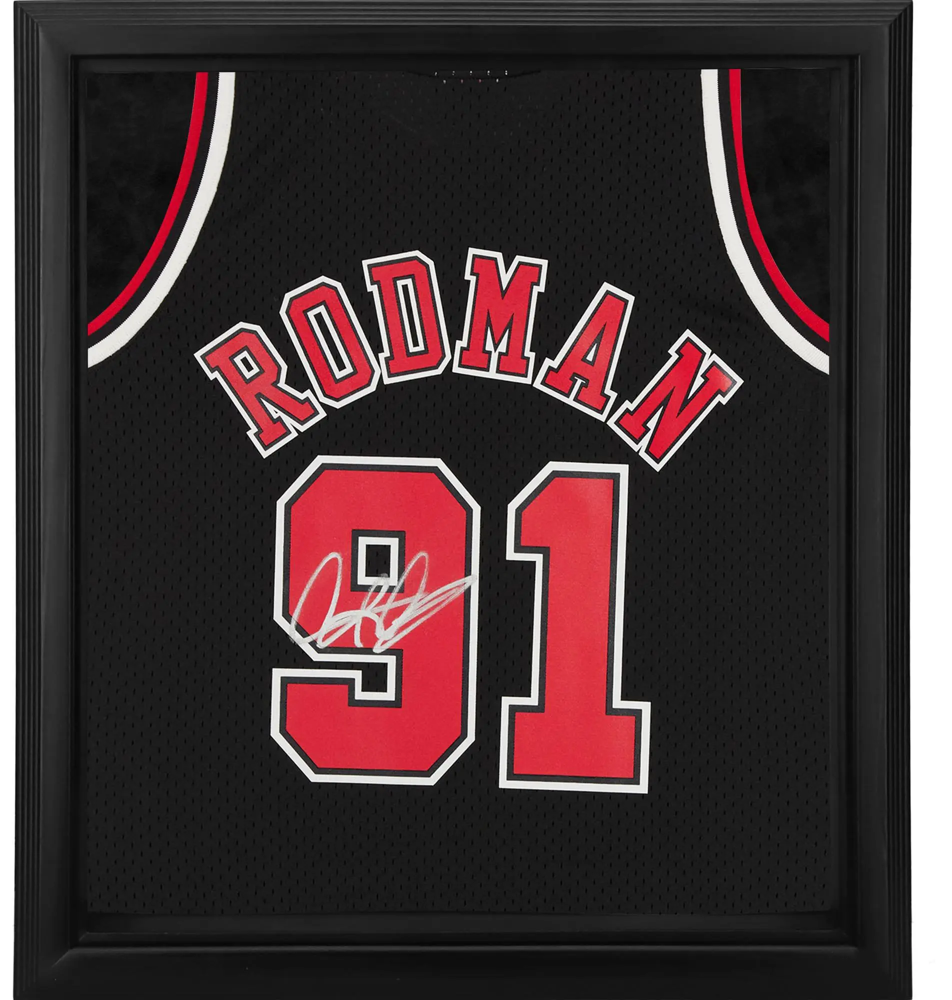 Dennis Rodman Chicago Bulls Framed Autographed Black 1997-98 Mitchell & Ness Replica Jersey Shadowbox - Fanatics Authentic Certified - NBA Memorabilia