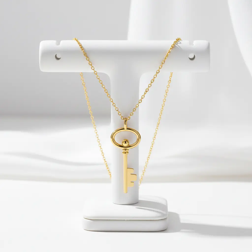 Gold Plated Sterling Silver Key Necklace