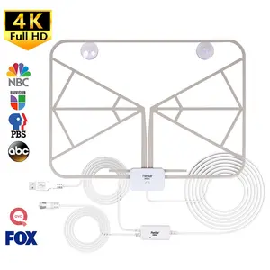 Five Star Ultra-Thin Indoor TV Antenna 4K/1080P, 100-Mile Range + Signal Booster, UHF/VHF, 8-Color LED Modes