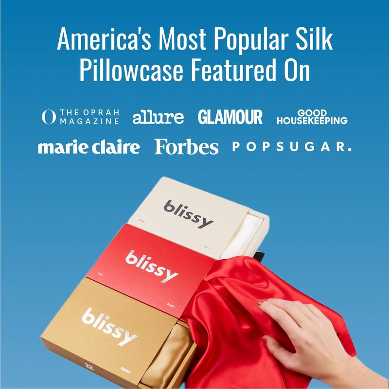 Blissy Silk Pillowcase - 100% Pure Mulberry Silk - Improve Your Hair, Skin and Health While You Sleep! - The Only Award Winning & Dermatologist Approved Silk Pillowcase