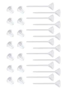 Clear Earrings for Sports and Work, 3mm Plastic Hypoallergenic Post Earrings for Sensitive Ears, Ear Piercing Retainers Invisible Clear Stud for Comfort and Style