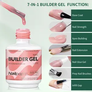 Quick Apex Builder Gel 15ml - 7-in-1 Base Coat, Extension & Glue, High Shine Long Lasting
