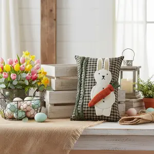 Spring Bunny And Carrot Pillow