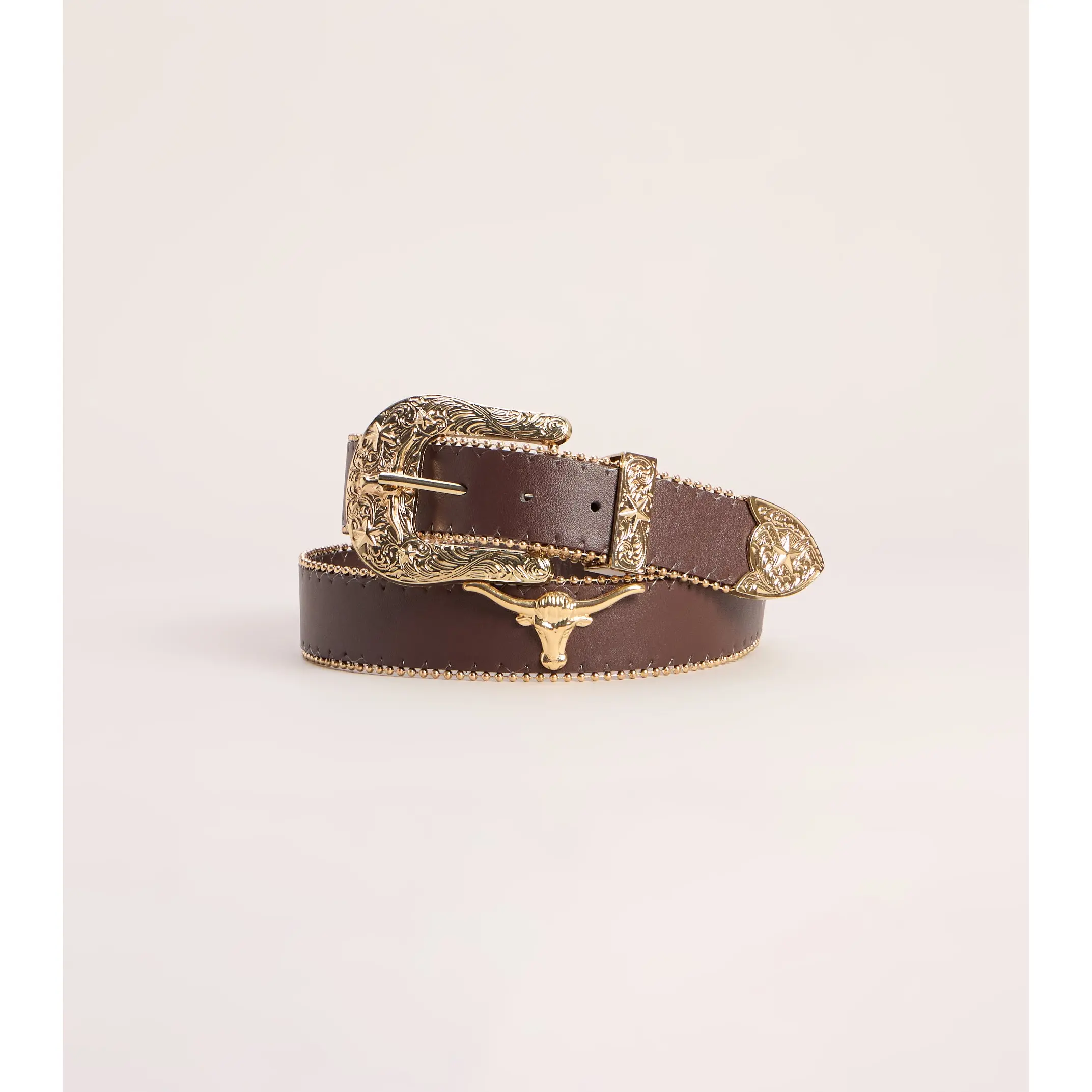 Western Statement Longhorn Faux Leather Belt Western Statement Longhorn Faux Leather Belt