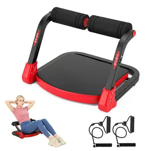 4-Level Adjustable Core & Abdominal Workout Machine, Home Gym Ab Bench with Resistance Bands, Space-Saving Foldable Stomach Trainer, Multi-Function Seat-Up & Abs Exercise Equipment for Full Body Toning, Heavy Duty Muscle Trainer