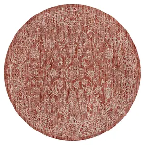 Tela Bohemian Textured Weave Floral Indoor/outdoor Round Rug Tela Bohemian Textured Weave Floral Indoor/outdoor Round Rug