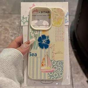 Phone Case - Fresh Seaside Collage Art Patterns Suitable for Iphone 16 Pro Max Cases, Compatible with Iphone 15 Pro Max/14/16 Plus/15/13 Pro/12/11. Easy TPU, Drop-Resistant, Stylish Protective Cover with High Aesthetic Appeal