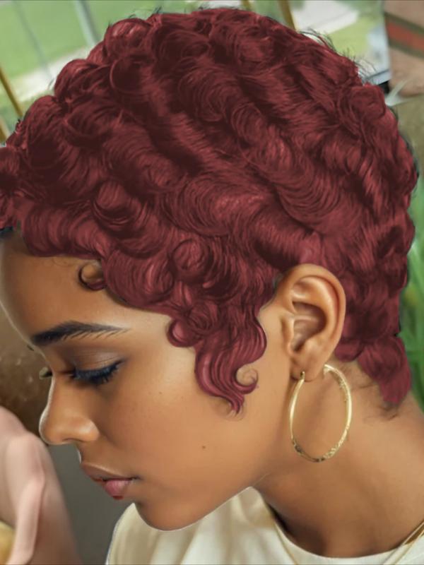 Chic Elegant Pixie Cut Wigs for Women Black 99J 4# Color for Daily Use Short Layered Pixie Cut Human Hair Wigs With Bangs Brazilian Remy Curly Wave Human Hair Full Machine Made Wig 150% Density 6Inch Human Hair Wavy Chic Elegant Pixie Cut Wigs for Women Black 99J 4# Color for Daily Use Short Layered Pixie Cut Human Hair Wigs With Bangs Brazilian Remy Curly Wave Human Hair Full Machine Made Wig 150% Density 6Inch Human Hair Wavy