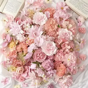 30 Pcs Pink Artificial Mixed Flower Head MSini Silk Artificial Rose Daisy Flower Craft Supplies Wedding Party Wreath Home Decoration