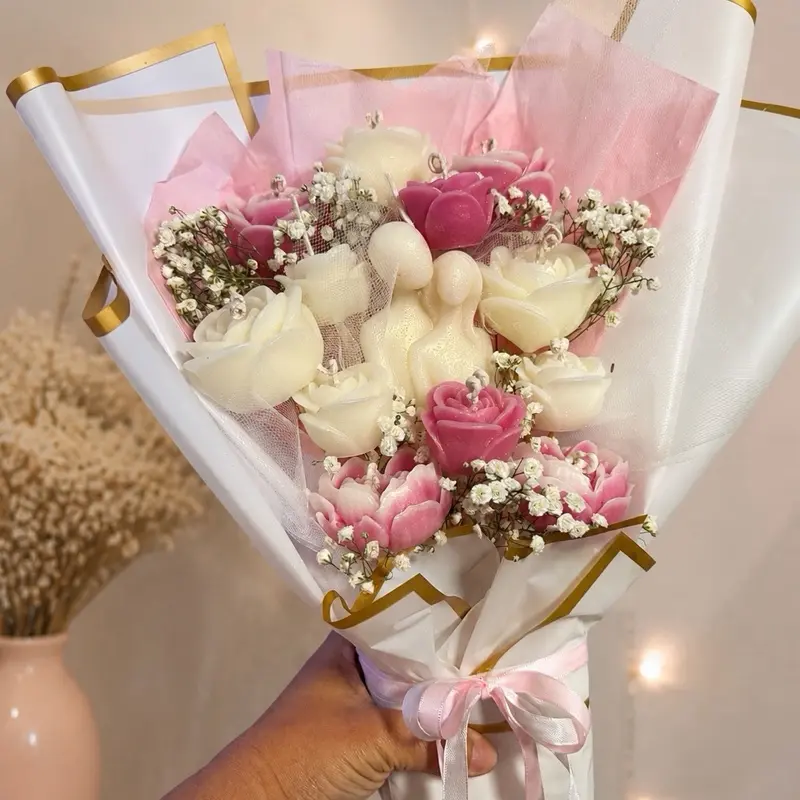 Luna Bouquet Decorative Candle, Home Supplies Accent for Living Room Tabletop