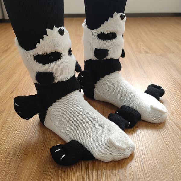 BOFFWAM Animal Knit Socks, Cute Plush Fuzzy Socks for Women Men, Novelty Animal Paw Socks, Soft Warm Cozy Slipper Socks, Cute Cartoon Socks, Funny Socks Gift for Teens Adults, Home Lounge Sleeping Socks, Kawaii Animal Socks