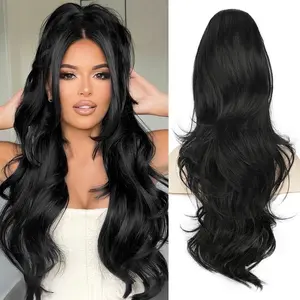 Ponytail Extension 26 Inch Drawstring Ponytail Extension for Women Long Wavy Hair Extensions for Daily Use(1B)