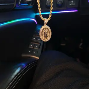 Gold-Toned Virgin Mary Pendant Necklace with Rope Chain for Men Women Fashion Jewelry