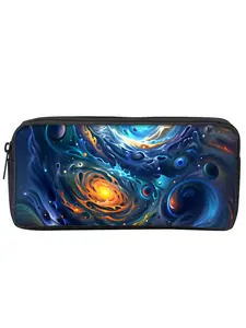 Single-layer pencil case with galaxy starry sky print