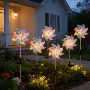 Solar LED Wind Spinners with Kinetic Wind Sculptures, 8-Mode Solar-Powered Outdoor Decor for Yd & Garden, Lawn Pathway Lighting with Glowing Atmosphere